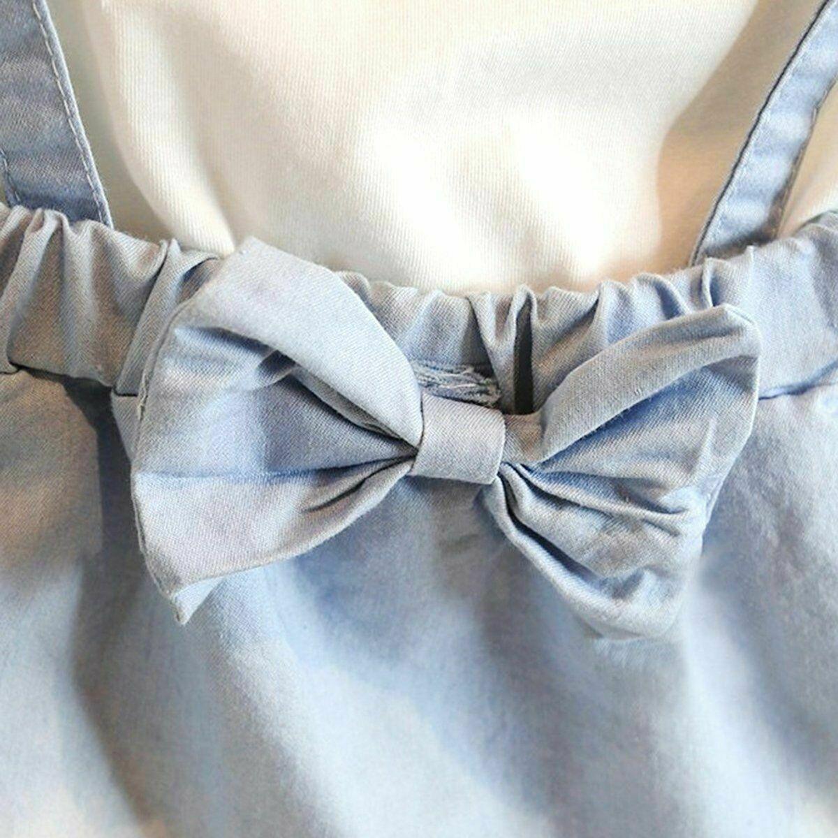 Toddler Kid Girl Ruffles Tops T-shirt  Strap Dress Outfit Cute Clothes Set Perfect Gift Unique Design