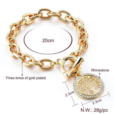 Modern New Fashion Elegant Chain Medalon Bracelet Amazing Luxury Classic Bracelet Women's Gold Bracelets Vintage Tree Of Life