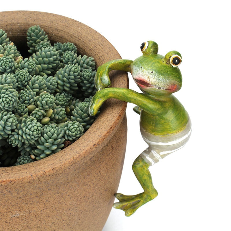 4pcs/Set Creative Climbing Frogs Bonsai Decorative Hang Frog Outdoor Garden Flowerpot Decor For Home Desk Garden Decor Ornament - Gifts for You 'n Me