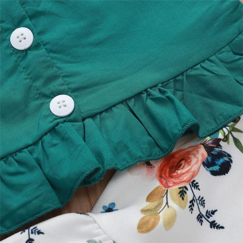 Stilish 2Pcs Baby Girl Toddler Dress For Baby Girl with Ruffle Tops Floral Dress Set In Modern Flower Interetsing Design For Girls Kids