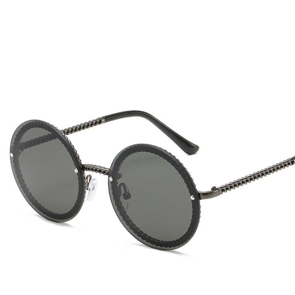 Famous Luxury Round Retro Rimless Elegant Woman and Lady Sunglasses Style With Zircons and Diamonds and UV400 Protection