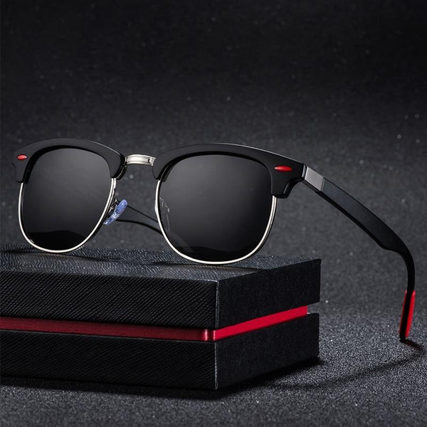 Popular Retro New Polarized Men's Sunglasses UV400 Square Half Metal Frame  Ladies Sunglasses Brand Design Glasses Driving Sunglasses