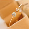 New Fashion Adjustable Stainless Steel Crystal Double Heart Bow Cuff Opening Bracelet For Women Jewelry Gift