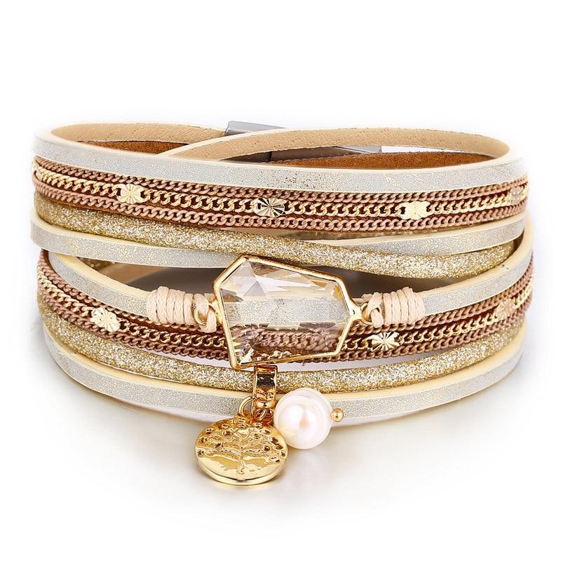 Legendary Amazing New Modern Fashion Pearl Elegant Multi-Layer Leather Handmade Bracelet Bangle Luxury For Woman