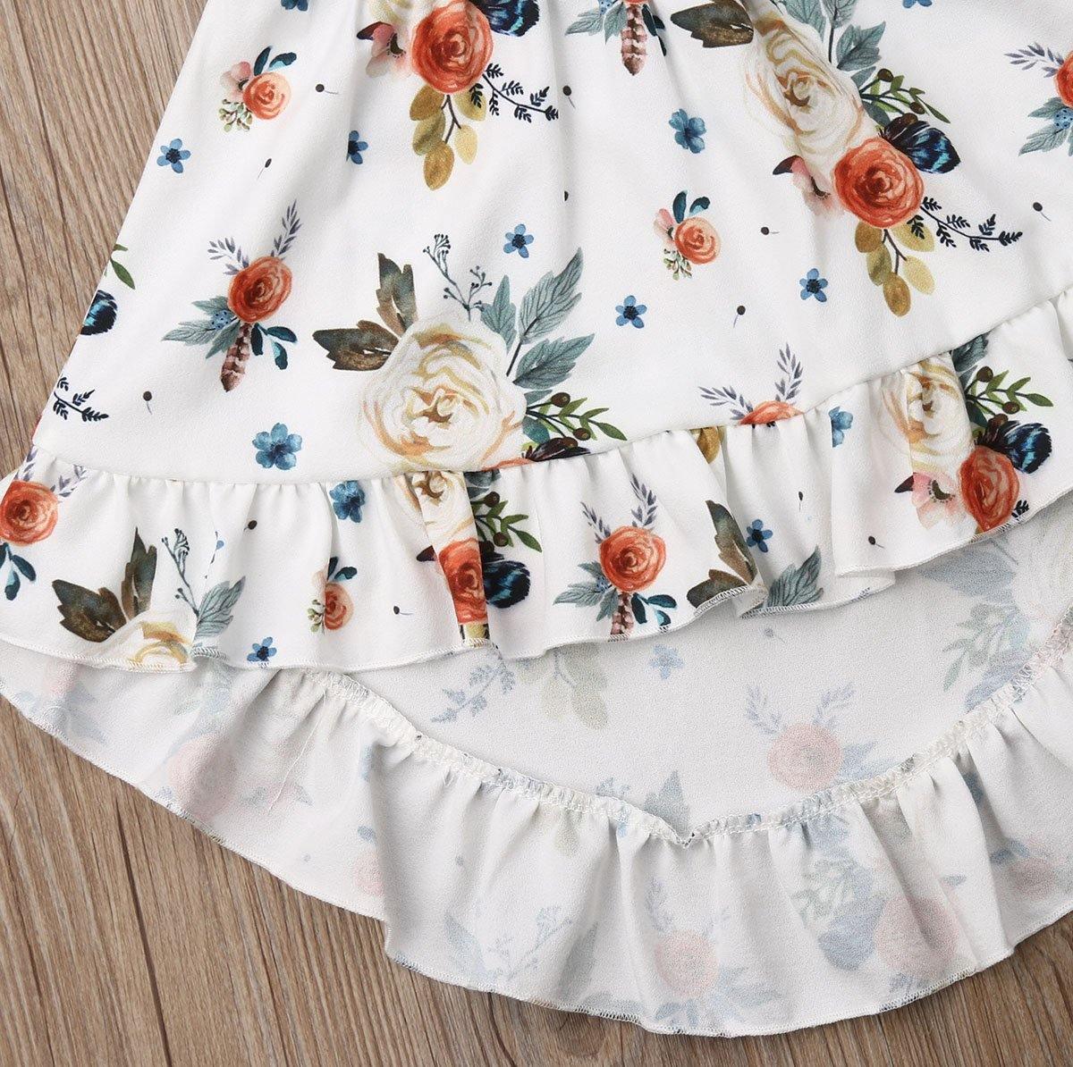 Stilish 2Pcs Baby Girl Toddler Dress For Baby Girl with Ruffle Tops Floral Dress Set In Modern Flower Interetsing Design For Girls Kids