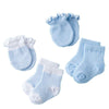 4 Pairs Children Newborn Socks Gloves Anti-scratch Breathable Elasticity Protection For Babies - Blue