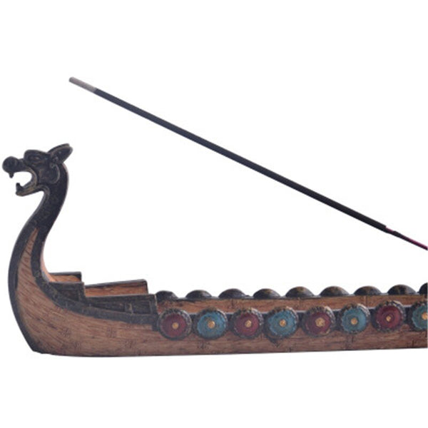 Retro Carving Viking Dragon Boat Incense Stick Holder