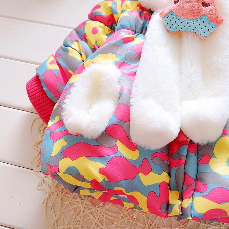 Modern Children's Winter Cartoon Cute Rabbit Infant Outerwear Hooded Baby Girls Jackets For Girls