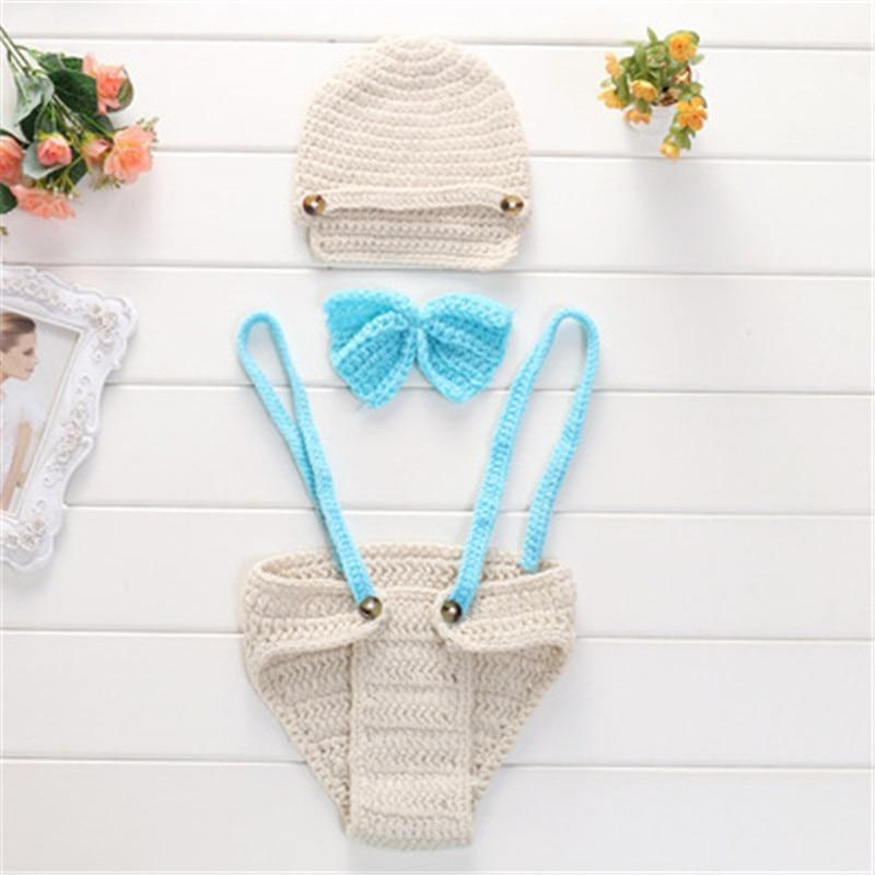 Knitting Baby Hat Newborn Photography Props Cute Children Pajamas Set For Girls And Boys