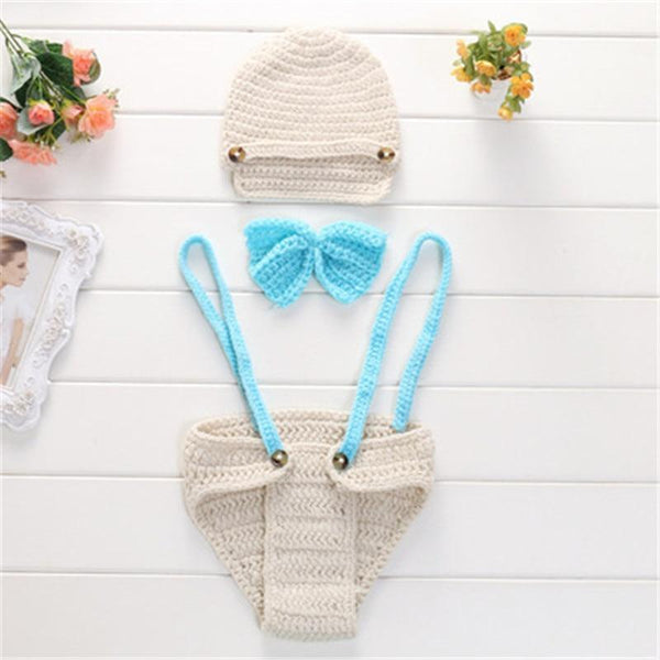 Knitting Baby Hat Newborn Photography Props Cute Children Pajamas Set For Girls And Boys