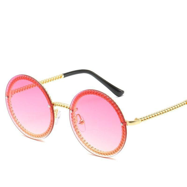 Famous Luxury Round Retro Rimless Elegant Woman and Lady Sunglasses Style With Zircons and Diamonds and UV400 Protection