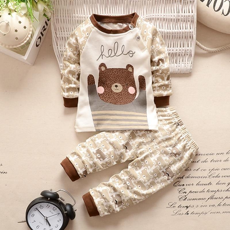 Baby Boy Clothes Cotton Clothing Sets Cartoon Long-sleeved T-shirt Pants Infant Clothes 2pcs Ste For Boys and Girls Kids