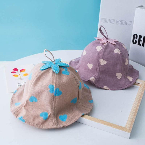 Baby Sun Hat Heart Print Baby Boy/Girl Hat Outdoor Kids Bucket Hat Children Hat Baby Beach Caps Beanie For Girls