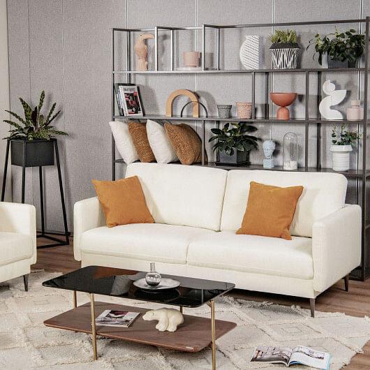 Modern Loveseat with Comfy Backrest Cushions-Gray