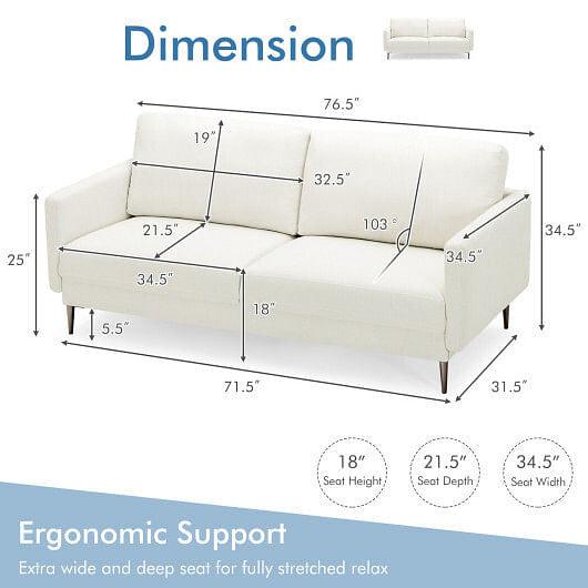 Modern Loveseat with Comfy Backrest Cushions-Gray