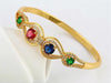 Multi color synthetic cubic zircon bangle with 24K gold plating