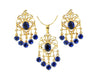 Chandelier design 24K gold plated jewelry set with beautiful zircons - Peacock Blue
