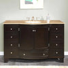 55 in. W x 22 in. D Vanity in Dark Espresso with Stone Vanity Top in Travertine with White Basin