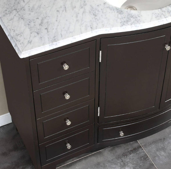 55 in. W x 22 in. D Vanity in Dark Espresso with Marble Vanity Top in Carrara White with White Basin - Gifts for You 'n Me