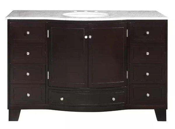 55 in. W x 22 in. D Vanity in Dark Espresso with Marble Vanity Top in Carrara White with White Basin - Gifts for You 'n Me