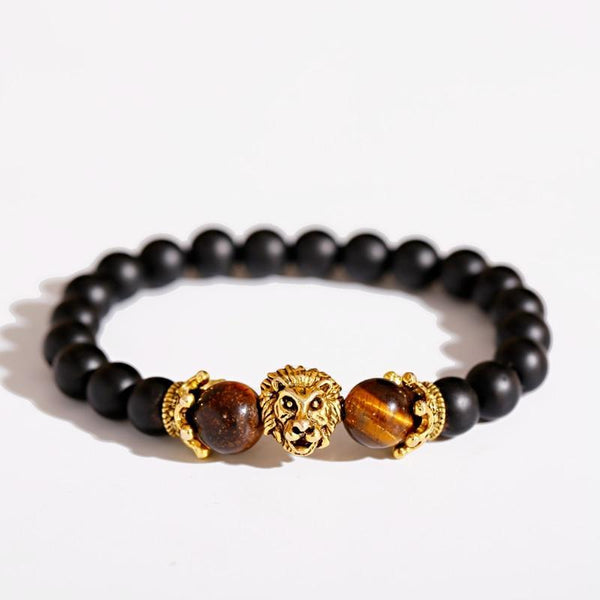 New Classic Crown Lion Elegant Bracelet Luxury For Men Fashion Tiger Eye Onyx Stone Handmade Beaded Charm Modern Bracelet For Women Jewelry