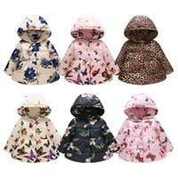Luxury Printed Elegant Flower Design Baby Girl Hooded Coats Jackets Outerwear For Baby Girls In Elegant Design