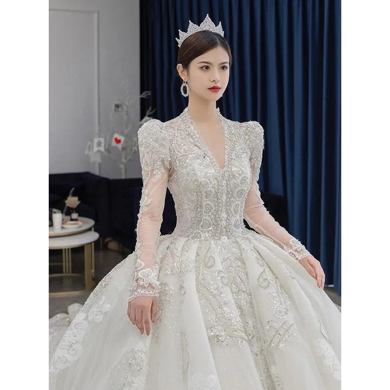 Luxurious Long Sleeved Wedding Gown EDW32
