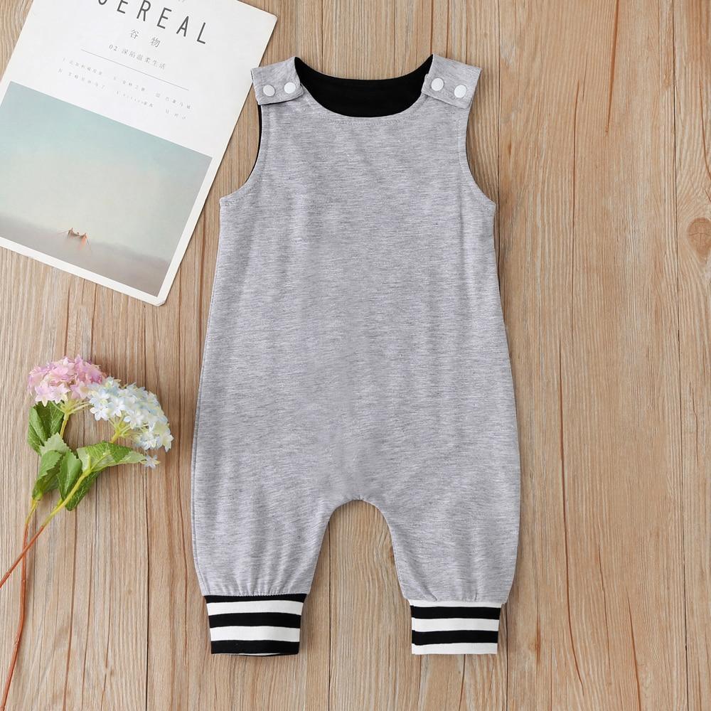 New Baby Boys Girls Outfits Clothes Newborn Baby Kids Rompers Toddler Solid Striped Sleeveless Cotton Jumpsuit Playsuit For Kids