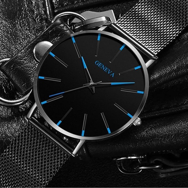 Minimalist Men's Fashion Ultra Thin Watch Simple Men Business Stainless Steel Mesh Belt Quartz Watch Relogio Masculino