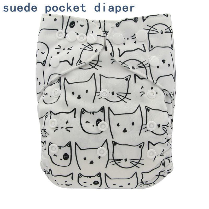 Newborn Cloth Diaper Sewed in Charcoal Bamboo Insert and Suede Pocket Diapers Waterproof Baby Nappies Design for Baby
