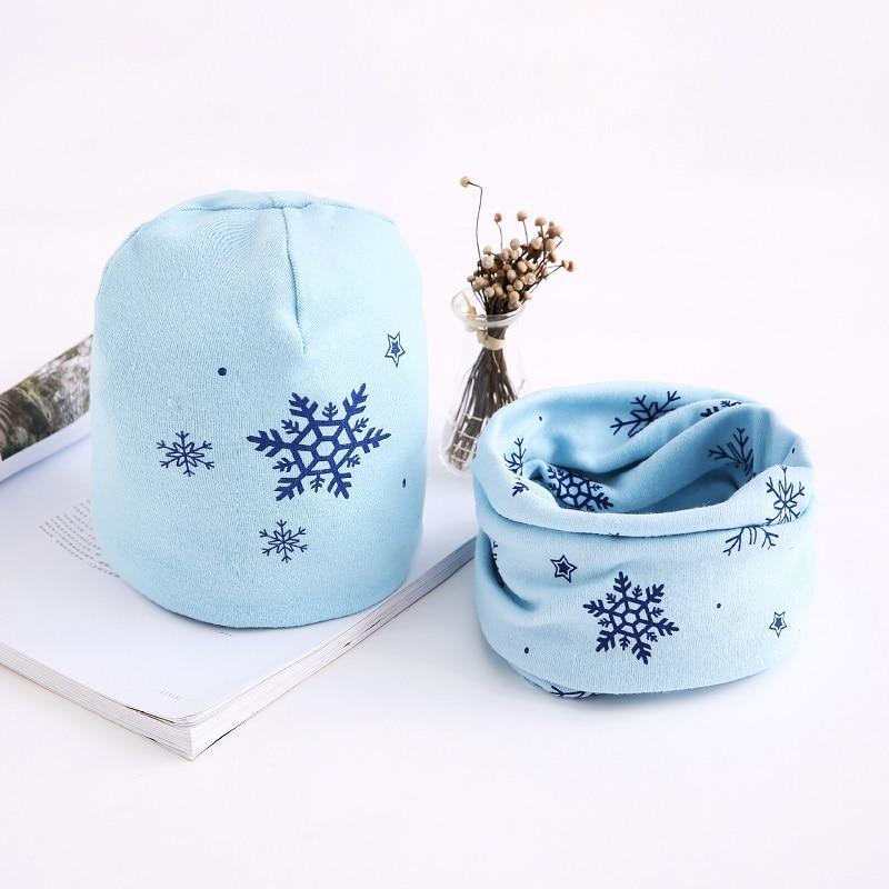 Star Print Cotton Hat And Scarf  Baby Beanie Kids Caps Children's Accessories For Boys and Girls