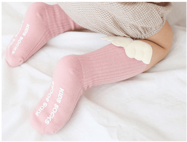 Luxury Modern Socks Baby Girls Knee High Socks With Angel wing  Summer Autumn Cotton Socks Solid Candy Color Toddler For Kids