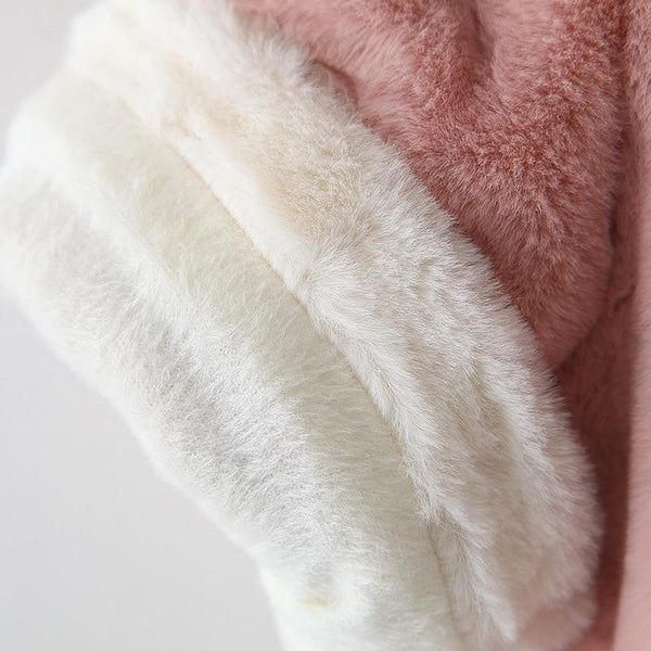 Modern New Christmas Winter LuxuryElegant Cute Elk Cartoon Hooded Soft Coat Cape for Baby Girls