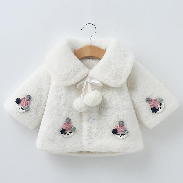 Princess Baby Girls Winter Thick Bownot Cloak Coat Flower for Childre With Flowers