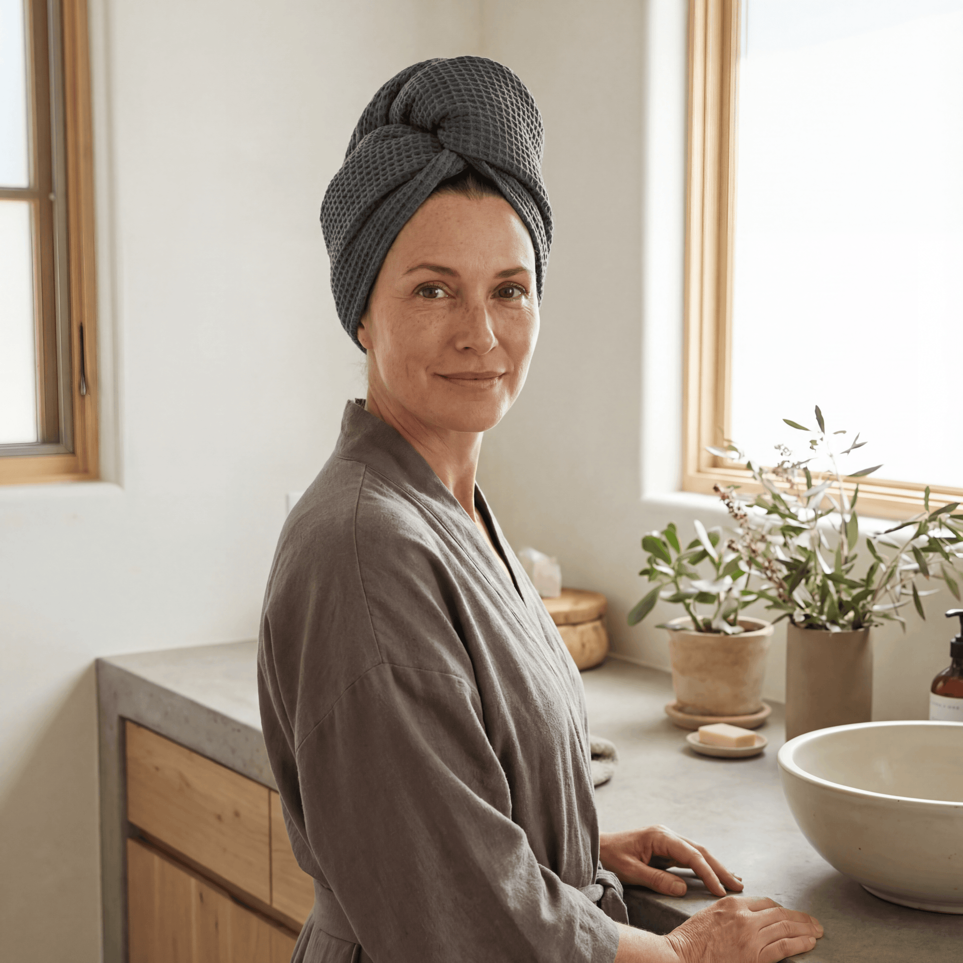 Bamboo Waffle Hair Towel