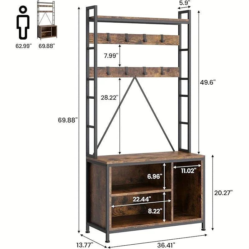 Hall Tree - Storage Wood Bench
