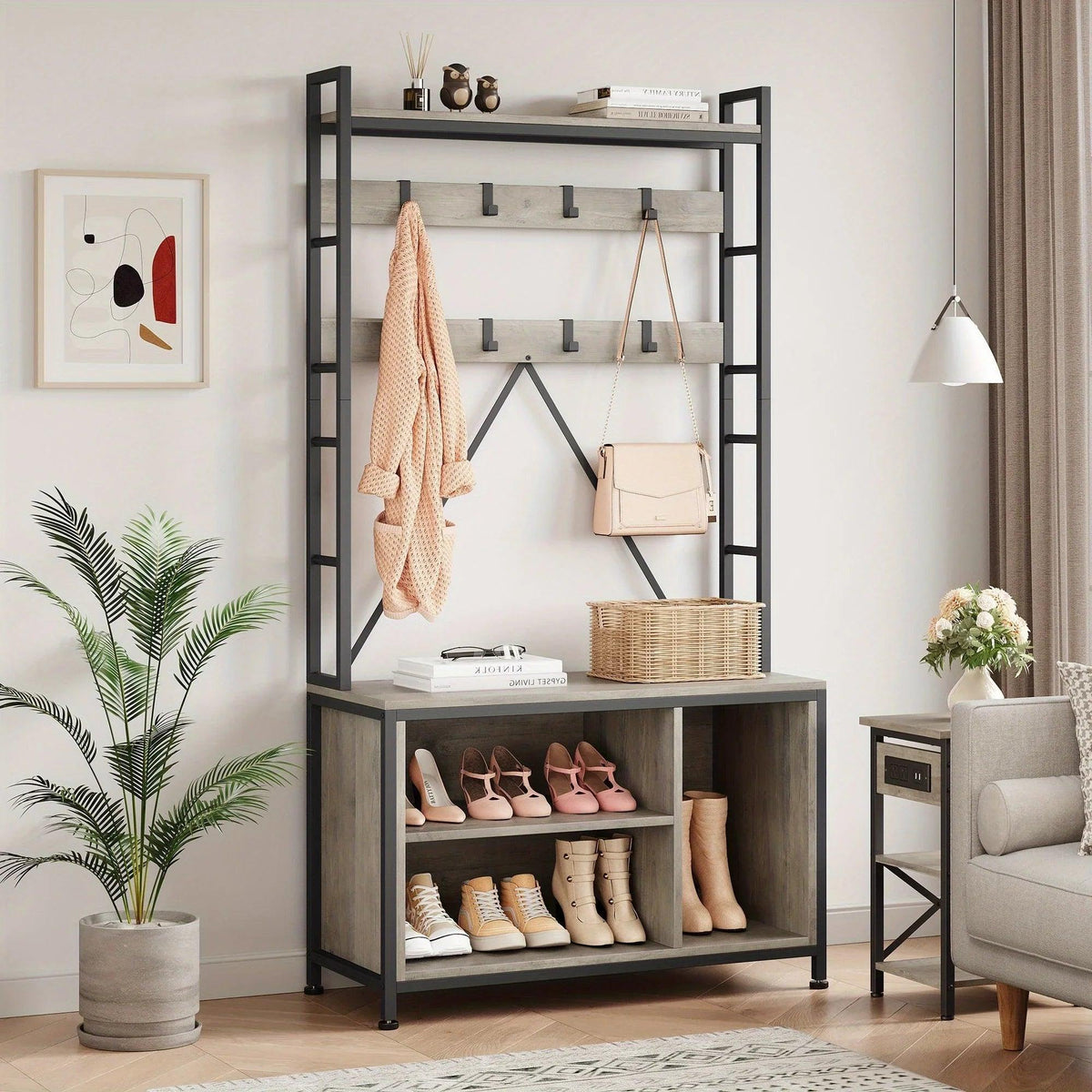 Hall Tree - Storage Wooden Bench