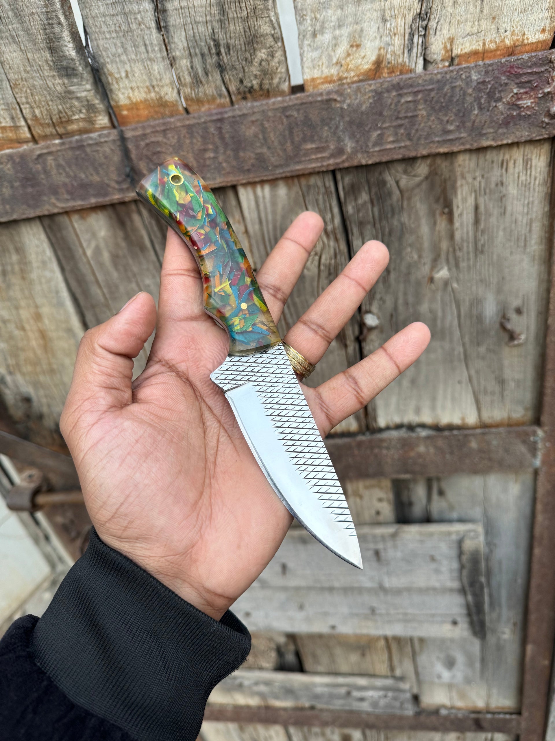 Custom Handmade Fixed Blade Cowboy Knife with Rasp Tool Steel Blade – Durable Outdoor Essential