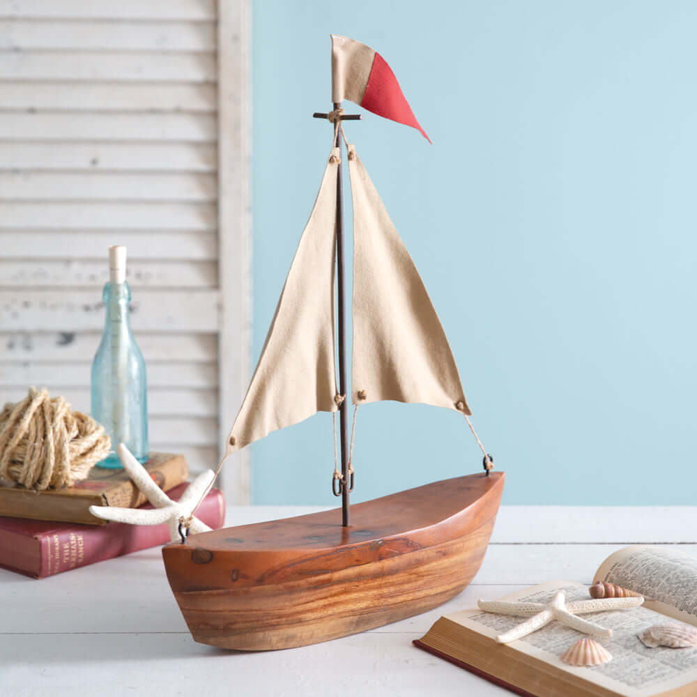 Handcrafted Model Sailboat Nautical Decor