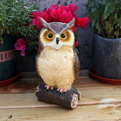 Handcrafted Owl Statue Garden Decor - Rustic Outdoor Sculpture