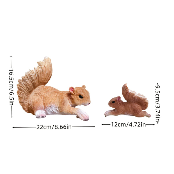 Handcrafted Realistic Mother and Baby Squirrel Climbing Garden Statue