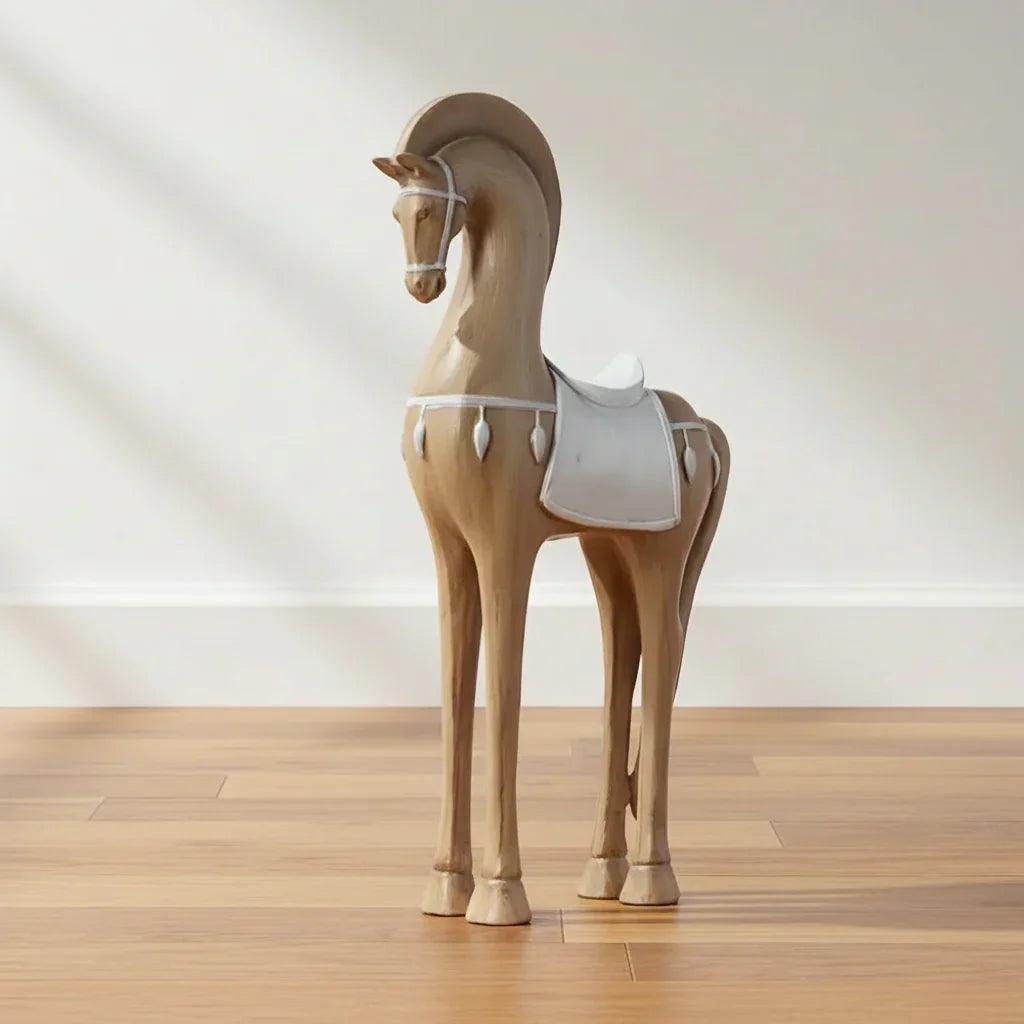 Handcrafted Wooden Horse Figurine with Carved Detail for Your Home