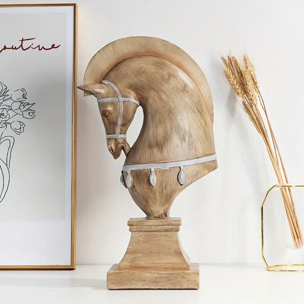 Handcrafted Wooden Horse Figurine with Carved Detail for Your Home