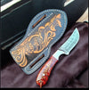 Handcrafted Damascus Steel Western Belt Knife with Leather Case - 7.5