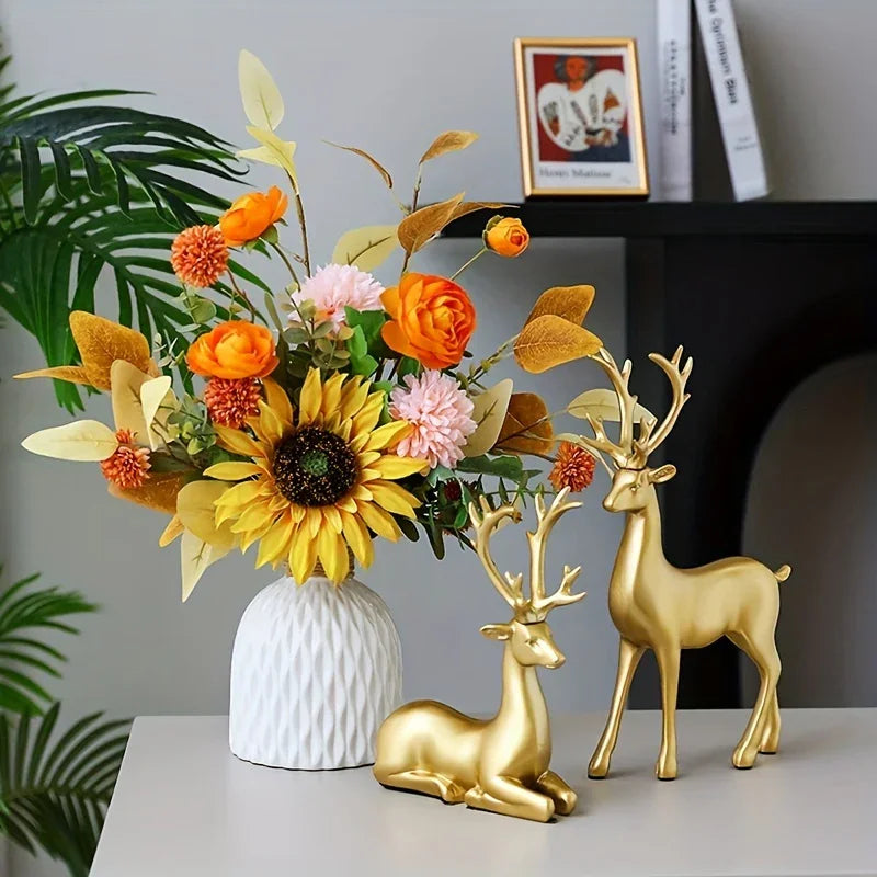Handmade Ceramic Deer Figurines for Christmas Home Decor