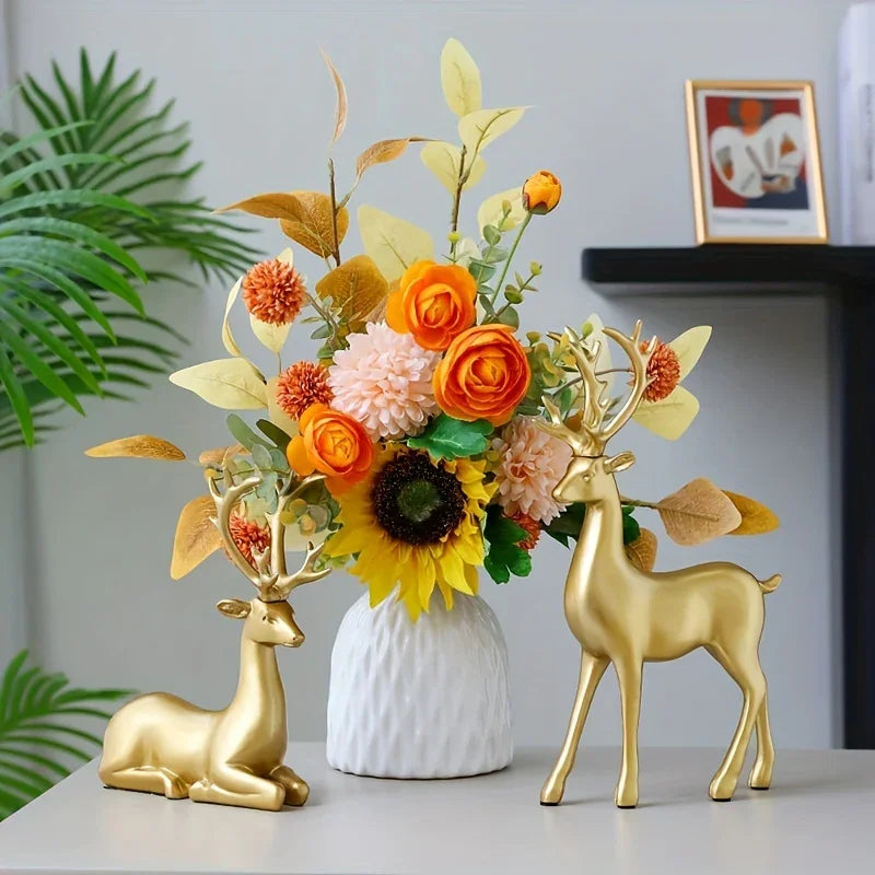 Handmade Ceramic Deer Figurines for Christmas Home Decor