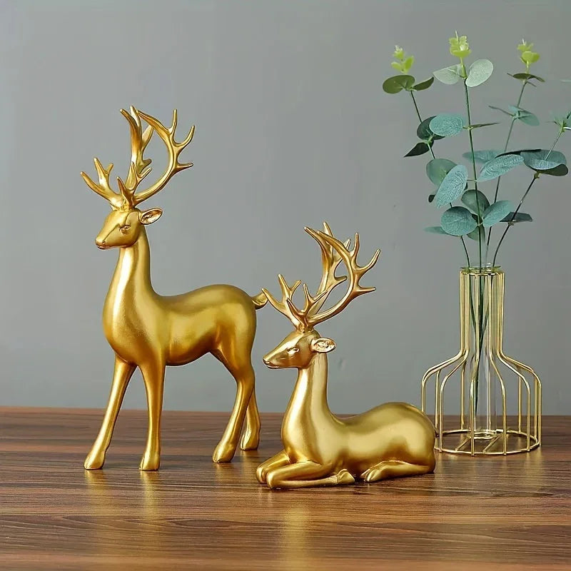 Handmade Ceramic Deer Figurines for Christmas Home Decor