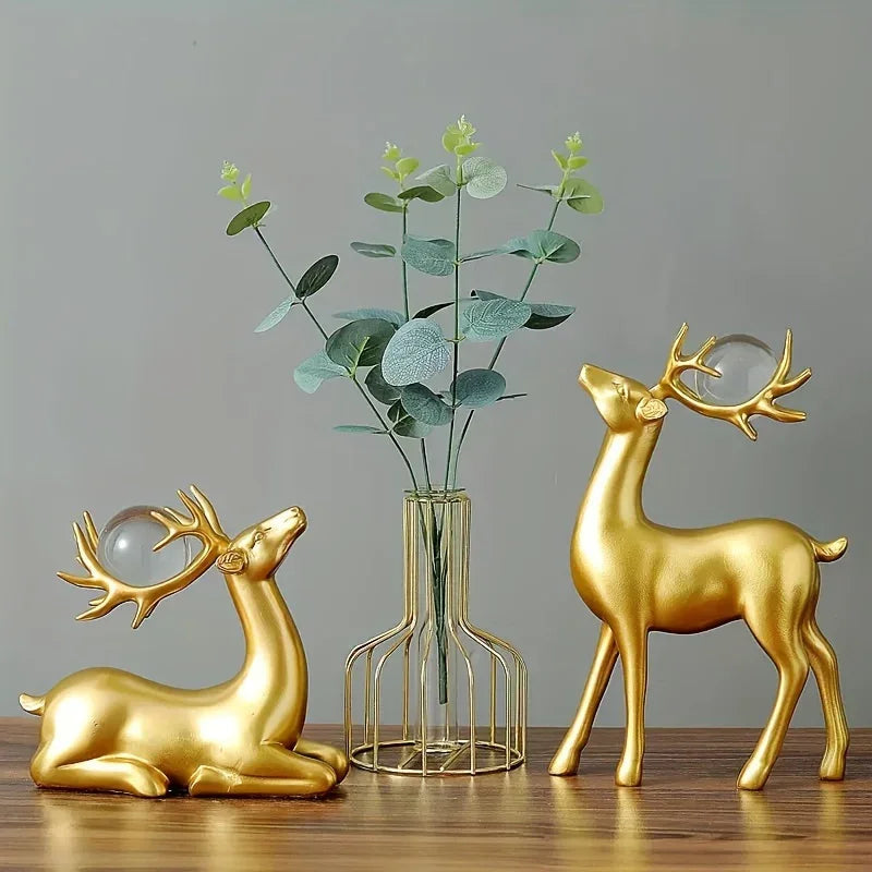 Handmade Ceramic Deer Figurines for Christmas Home Decor