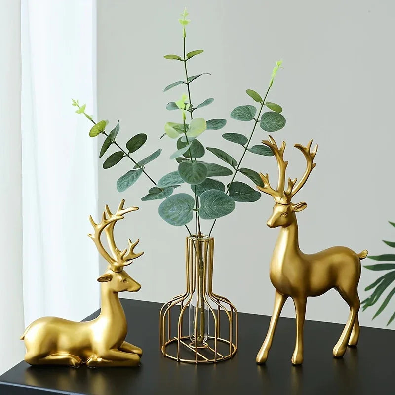 Handmade Ceramic Deer Figurines for Christmas Home Decor