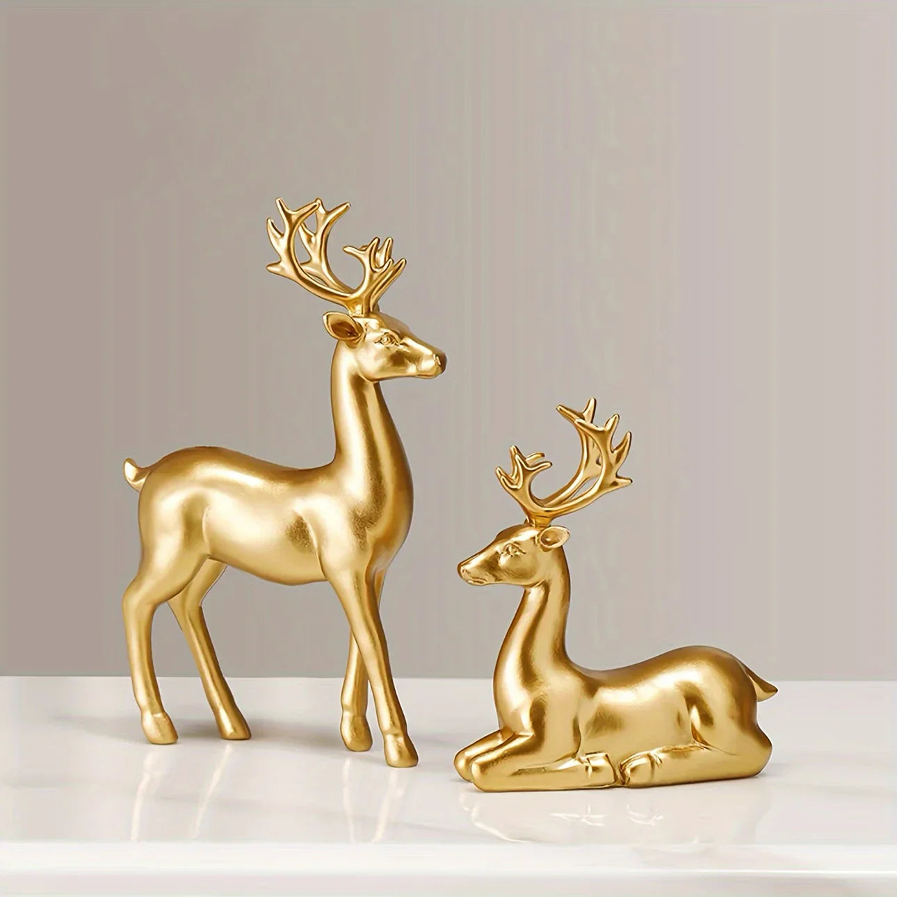 Handmade Ceramic Deer Figurines for Christmas Home Decor